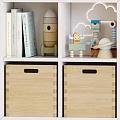 Kids Playroom Decorative Cabinet With Toys Globe Cactus And Building Blocks