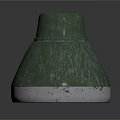 Round Green Gray Metal Illuminated Light Fixture With Reflective Inner Surface