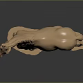 Detailed Beige Standing Horse Sculpture On Platform Base With Dark Background
