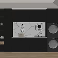 Modern Laundry Room With Stacked Washers Black Cabinets And Marble Countertop