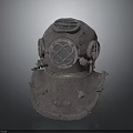 Weapon Style Vintage Diver Helmet With Circular Glass Windows And Metal Bolts