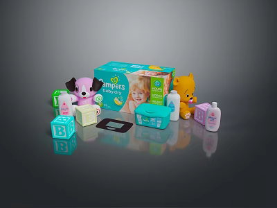Soft Infant Clothing and Hats with Adorable Designs and Playful Toys 3d model