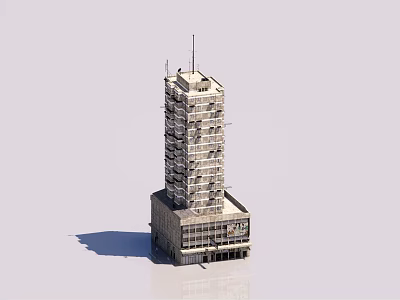 Modern Tall Building Model Featuring Solid Base Structure And Top Antenna Design 3d model