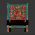 Colorful Wooden Easel With Red Fabric Featuring Intricate Mandala Pattern For Art And Decoration