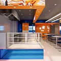 Worry Free Hotpot Restaurant Exterior With Orange Facade Glass Door And Interior Seating