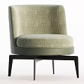 Modern Single Sofa With Beige Fabric Upholstery And Black Metal Legs