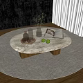 Middle Ancient Tea Table Tea Set 3d model