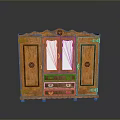 Antique Carved Wooden Cabinet With Glass Doors And Ornate Details