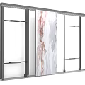 Modern Display Shelves with Metal Frame Marble Pattern Panel and Hanging Rods 3d model