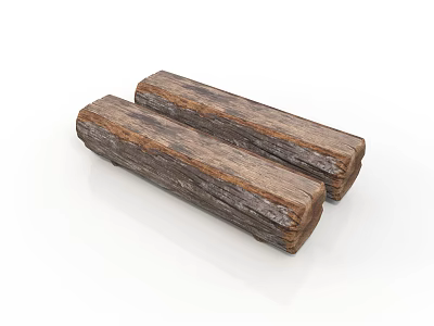 Two Rustic Wooden Logs With Natural Textured Surface And Brown Grain 3d model