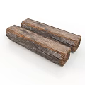 Two Rustic Wooden Logs With Natural Textured Surface And Brown Grain