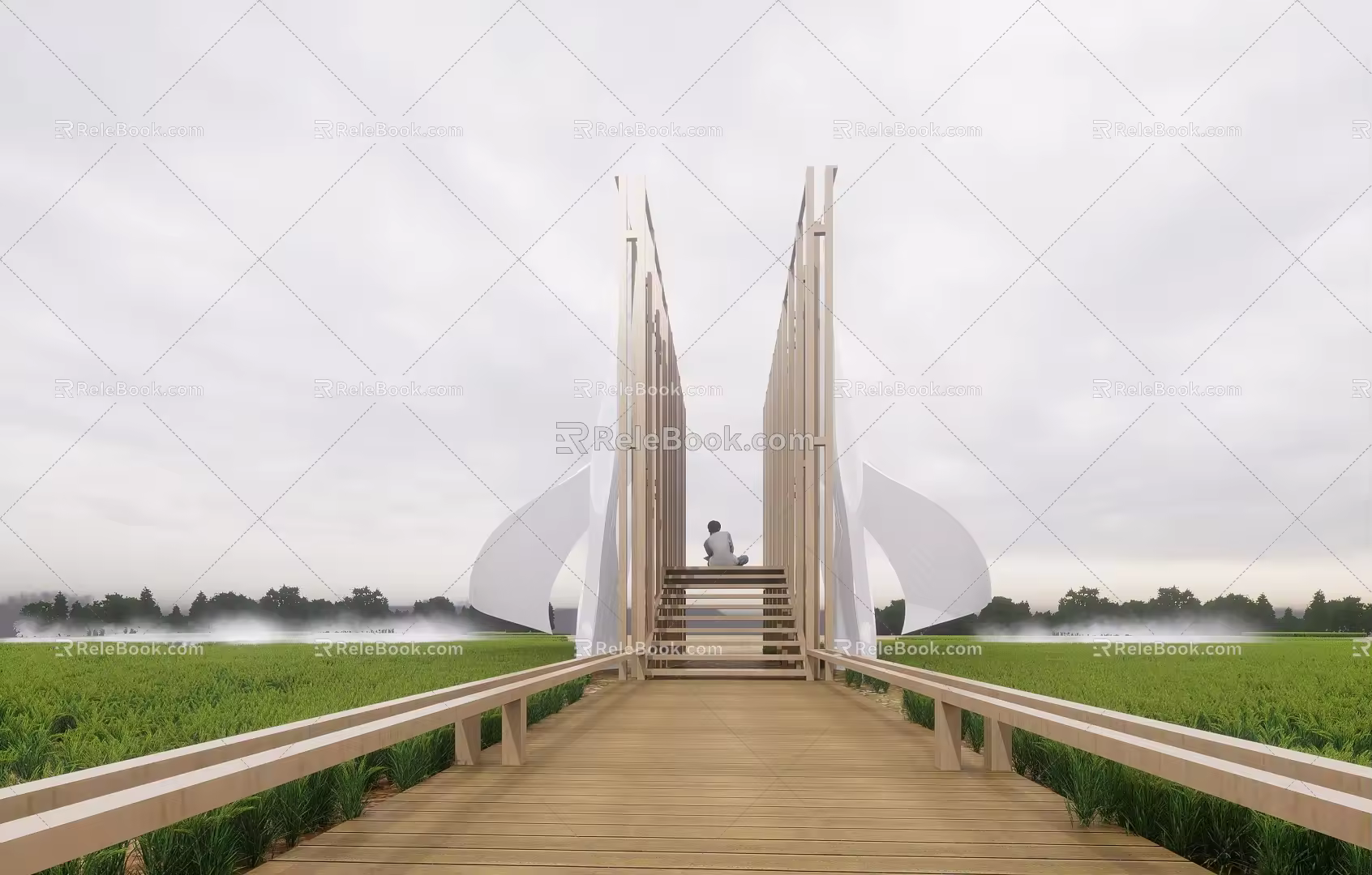 Modern viewing platform landscape small building landscape structure landscape device 3d model