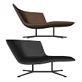 Modern Brown And Black Leather Lounge Chairs With Metal Base Design