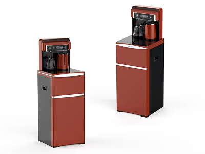 Modern Standing Water Dispensers With Red And Black Design And Digital 3d model