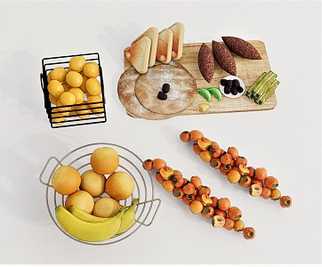 modern food fruit vegetable bread cutting board sweet potato 3d model