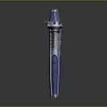 Futuristic Sci-Fi Weapon With Long Cylindrical Body Blue Black Metallic Design And Spiked Top