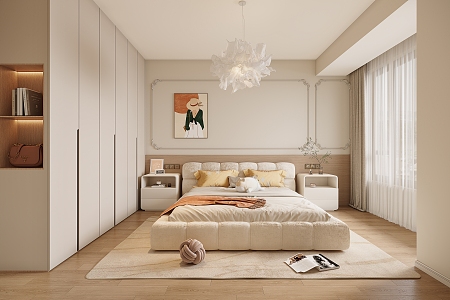 Cream French Style Bedroom 3d model