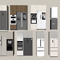 Various Modern Refrigerators And Freezers With Different Styles And Designs 3d model