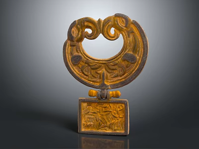 Traditional Ceramic Vessel With Circular Design And Carved Patterns On Square Base 3d model