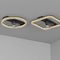 Modern Ceiling Lighting Combination With Square Round Crystal Decorative Fixtures 3d model