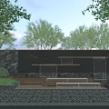 Modern Scenic Feature Wall With Lush Green Trees Waterfall And Natural Landscape Elements