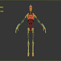 Orange Robot With Slender Limbs And Black Joints Standing On Gray Background 3d model