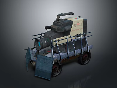 Armored Tactical Military Vehicle Featuring Surveillance Camera Metal Frame And Heavy Duty Wheels 3d model
