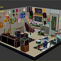 Music Themed Room Interior With Wall Mounted Guitars Drum Set Sofa And Workspace