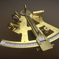 Vintage Brass Sextant With Scaled Dial Telescope And Navigation Pointer