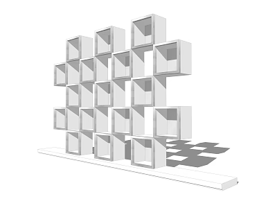 Modern White Modular Cube Shaped Bookcase With Geometric Wall Mounted Open Closed Compartments 3d model
