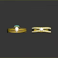 Stylish Gold Daily Essential Rings With Oval Green Gemstone Small Diamonds Black Stone Design