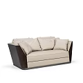 Modern Beige Sectional Sofa With Dark Brown Armrests And Soft Cushions 3d model