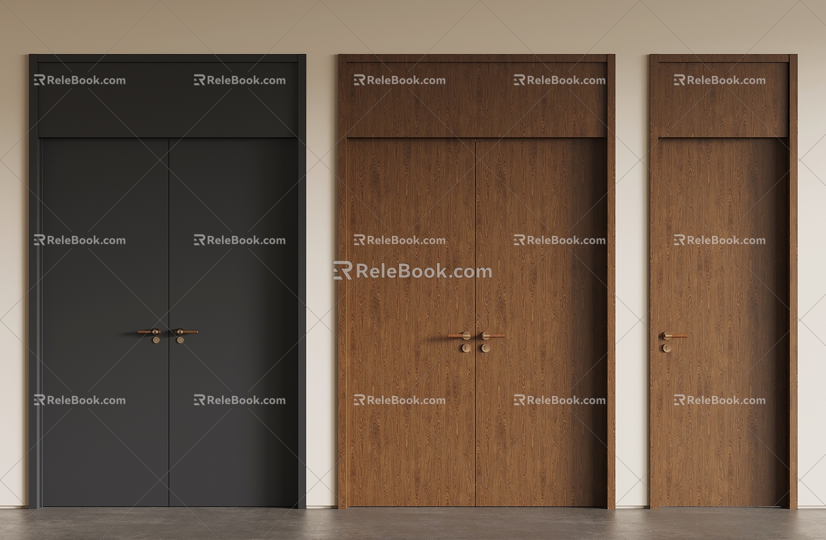 Modern double-door interior door single-door top door 3d model