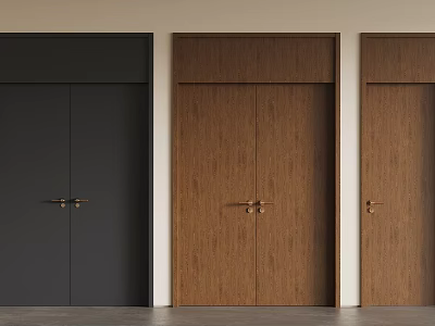 Modern Interior Hinged Doors Design With Black And Brown Wooden Panels 3d model