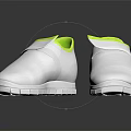 White Casual Shoes with Green Collar and Velcro Straps for Comfortable Everyday Wear