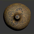 Decorative Gourd Shaped Daily Use Container With Yellow Black Intricate Carved Patterns 3d model