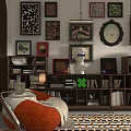 Modern Cozy Living Dining Room Interior With Artworks Bookshelf TV Plant And Rug