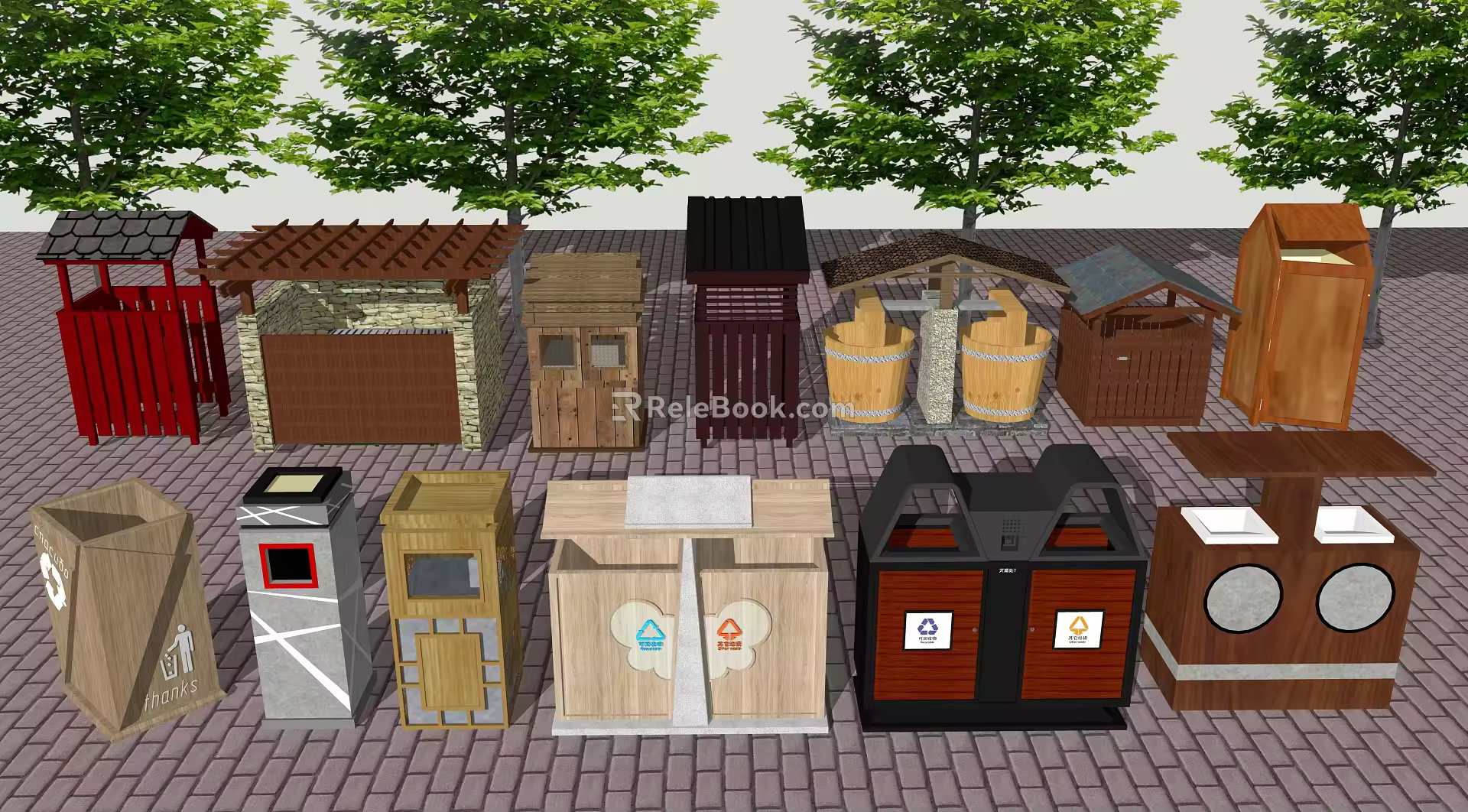 New Chinese trash can 3d model
