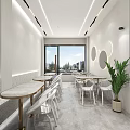 Yofi House Storefront Exterior With White Design Glass Door Outdoor Chairs Table And Green Plant