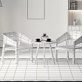 Modern leisure table and chair combination table and chair combination 3d model