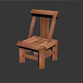 Low Poly Wooden Lounge Chair With Orange Color And Simple Structure For Relaxation