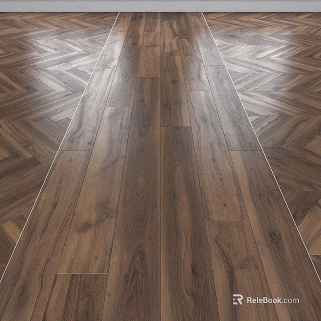 Herringbone Pattern Wooden Flooring With Natural Wood Grain And Warm Tones 3d model 