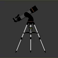 Scenic Natural View Through Telescope On Tripod With Reflective Black Background