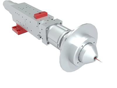 Precision Mechanical Component With Silver Metal Structure And Red Fixtures 3d model