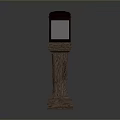 Traditional Outdoor Lamp Post With Stone Textured Pillar And Square Glass Lantern Top