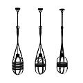 Modern Glass Pendant Lights With Metal Stripe Design Transparent Shade And Illuminated Bulb