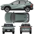 Hyundai Light Green SUV Front And Rear Views With Modern Design And Alloy Wheels