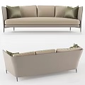 Modern Beige Sectional Sofa With Green Cushions And Metal Legs Minimalist Design