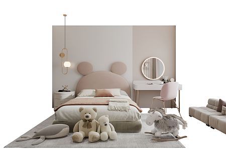 Modern Children's Bed Daughter Room Single Bed Combination 3d model