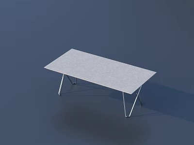Minimalist Modern Gray Desk With Metal Legs And Smooth Tabletop 3d model